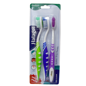 HALAGEL 3 PACK MEDIUM TOOTHBRUSH