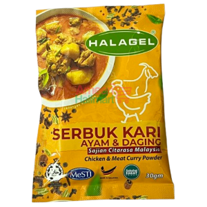 halagel serbuk kari ayam dan daging
